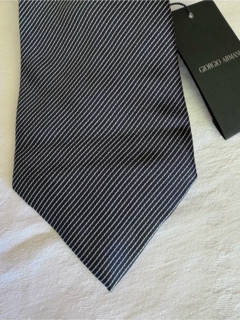 Vintage Giorgio Armani Black Label Silk Tie CRAVATTE Italy Diagonal Stripe NWT